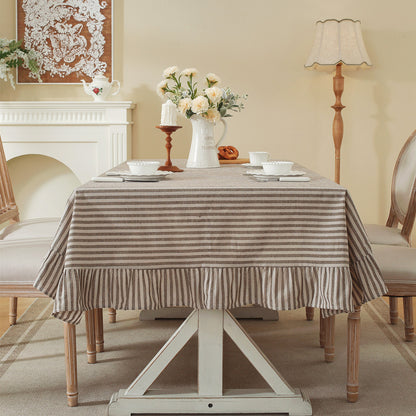 Flirty Striped Tablecloth with Ruffled Hem