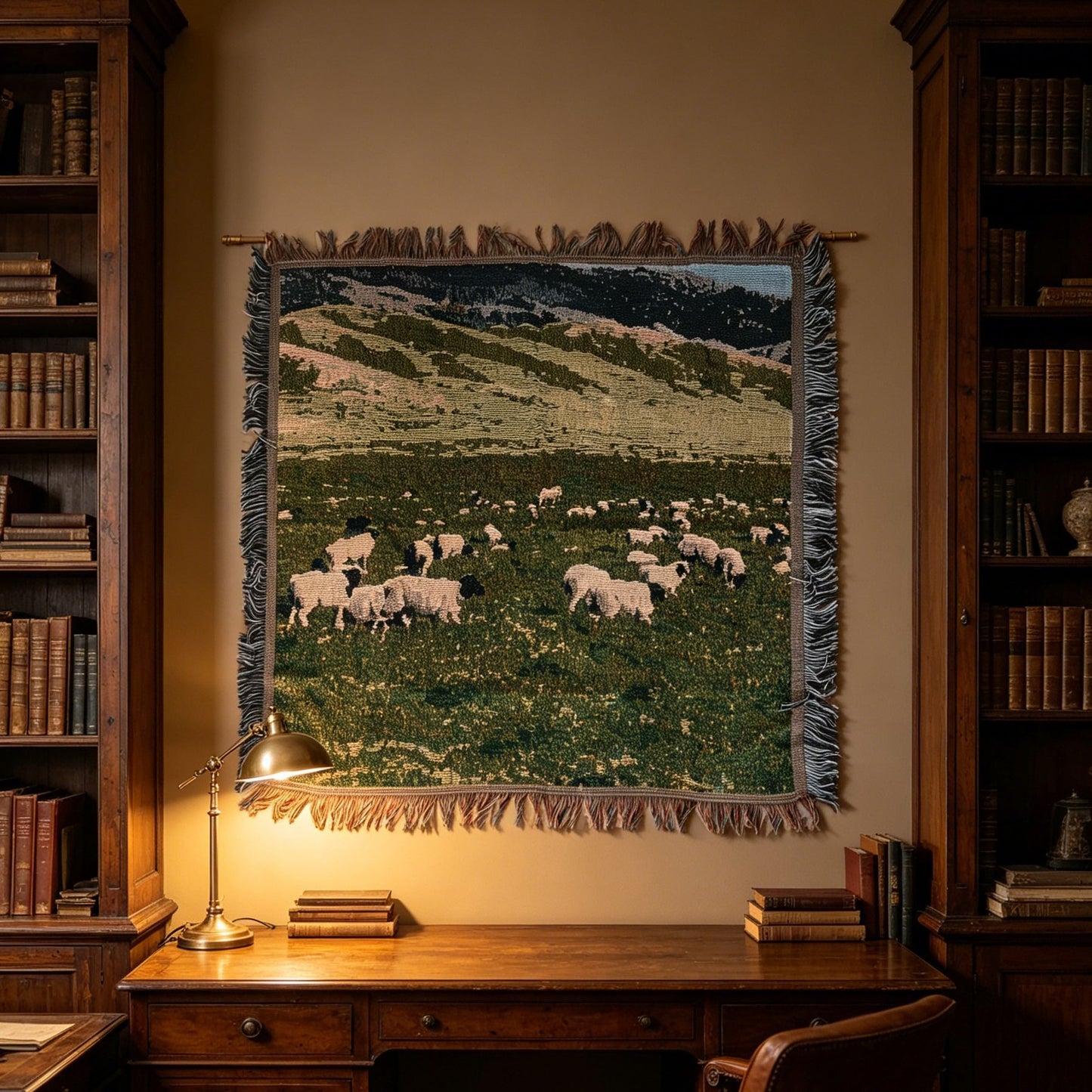 Fringed Landscape Wall Tapestry