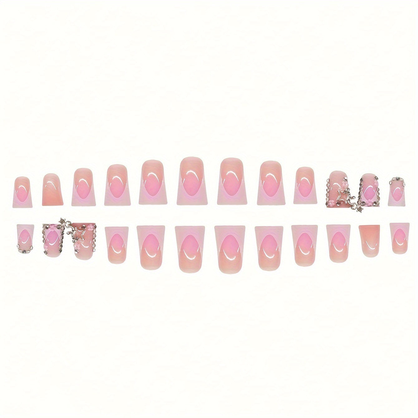 Glamorous 3D Press-On Nail Set with Star Accents Acalora