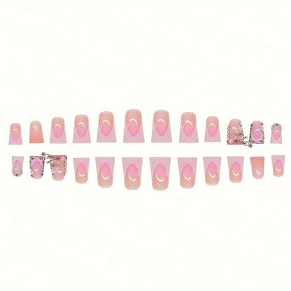 Glamorous 3D Press-On Nail Set with Star Accents Acalora