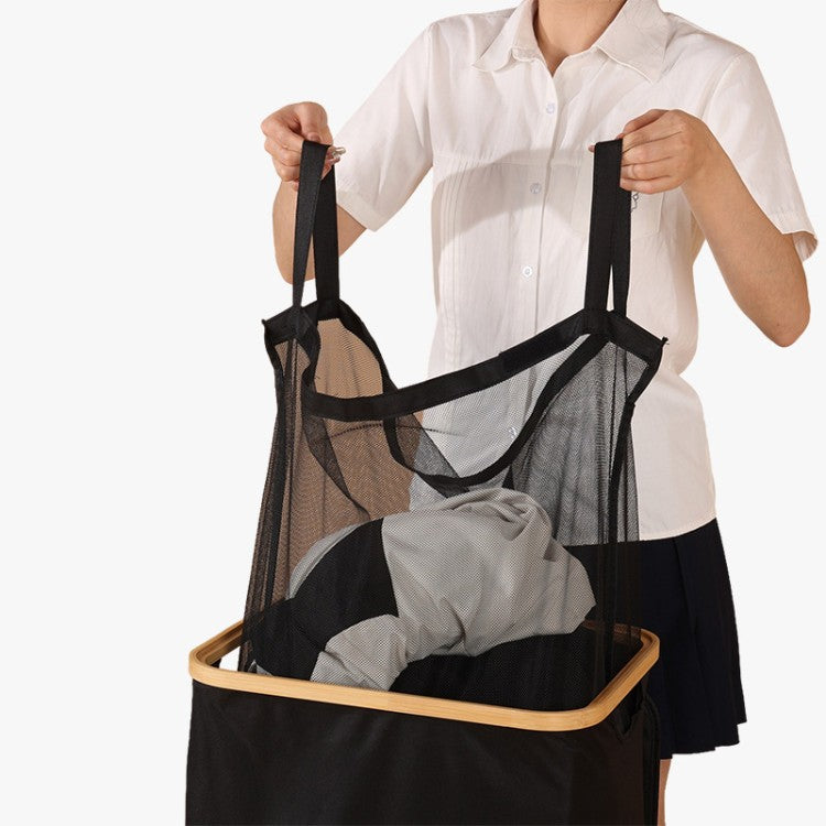 Elegant laundry container with practical lid and carrying system Acalora