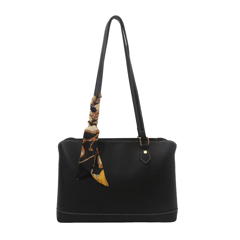 Elegant Structured Tote Bag with Decorative Scarf Acalora
