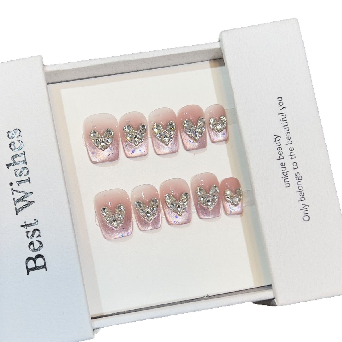 Glamorous Heart-Accent Press-On Nail Set Acalora