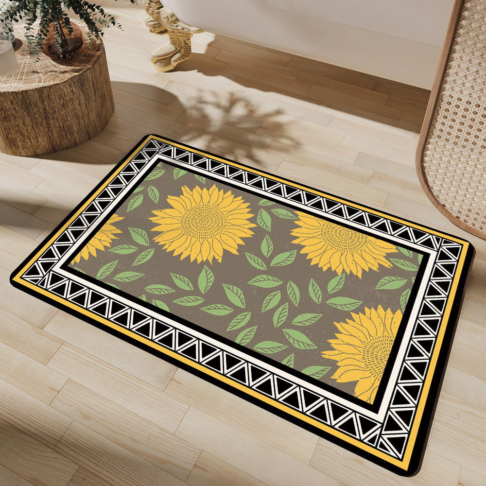 Textured Geometric Bath Mat Acalora