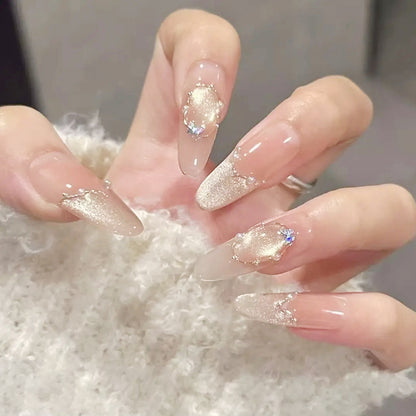 Art nail set with elegant gold glitter design Acalora