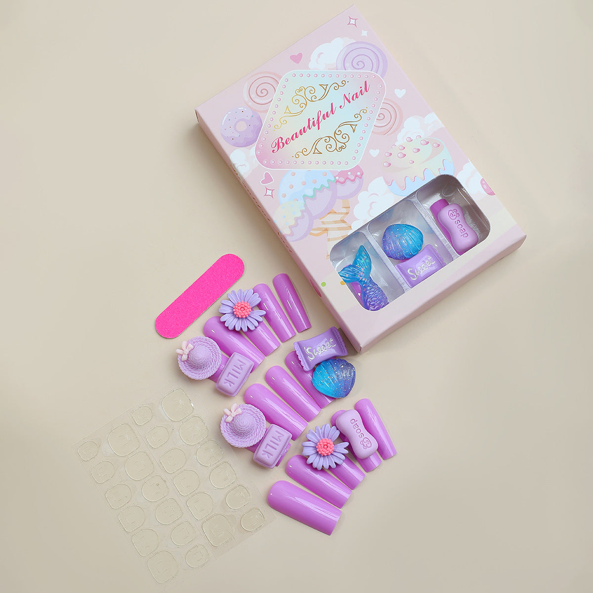 Decorative Nail Art Kit with Floral and Gem Accents Acalora