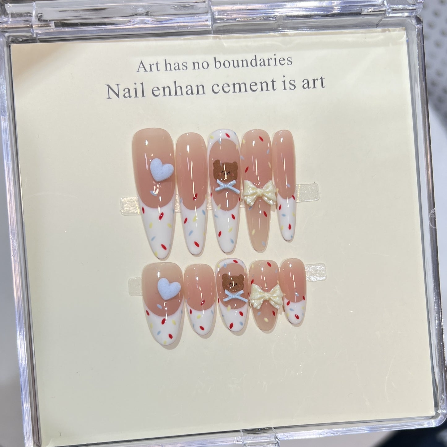 Decorative Stiletto Press-On Nail Art Set with Cute Character Accents Acalora