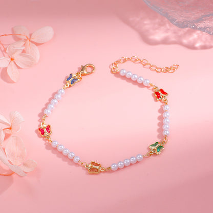 Pearl and Colorful Evil Eye Bracelet Acalora