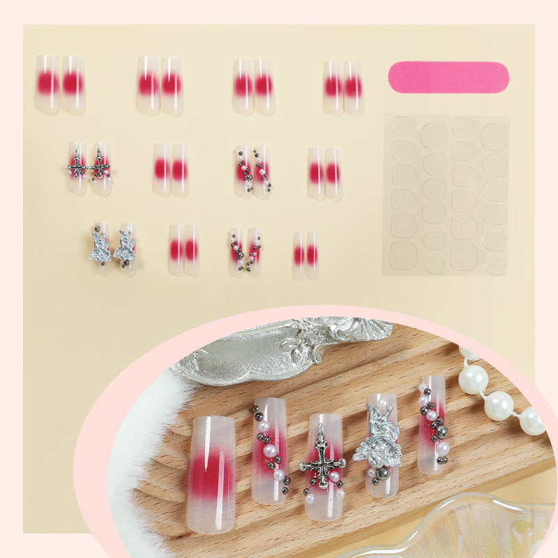 Decorative Nail Art Press-On Nails Set with Elegant Gem Accents Acalora
