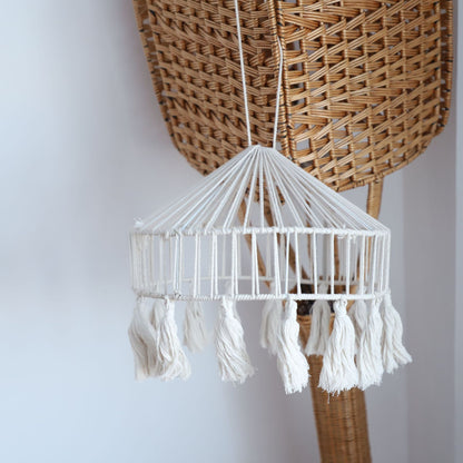 Elegant Macrame Hanging Lamp with Fringes Acalora