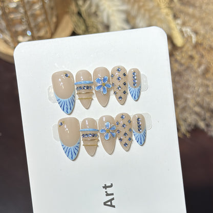 Decorative Nail Art Set with Floral and Gemstone Accents Acalora