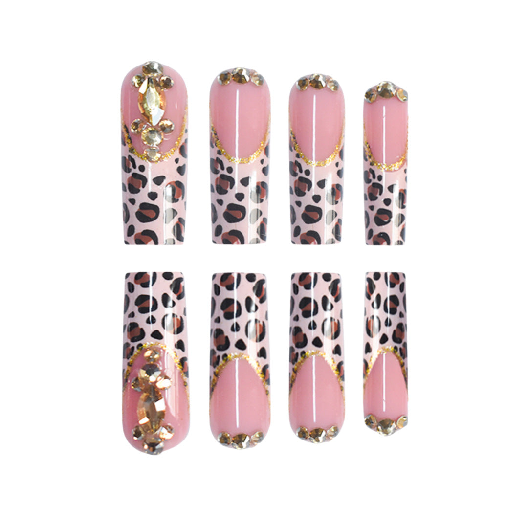 Artistic Leopard Print Press-On Nail Design Acalora