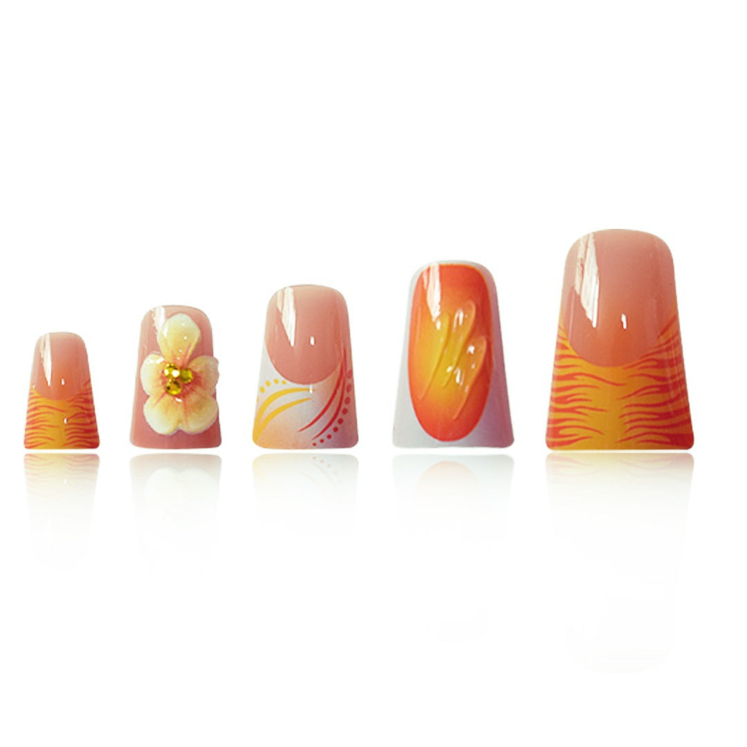 Artistic Floral Press-On Nails Set Acalora