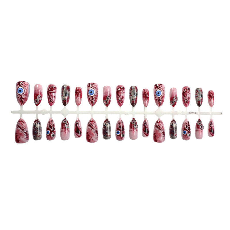 Artistic Theme Press-On Nails Set with Unique Design Elements Acalora