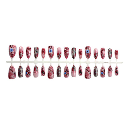 Artistic Theme Press-On Nails Set with Unique Design Elements Acalora