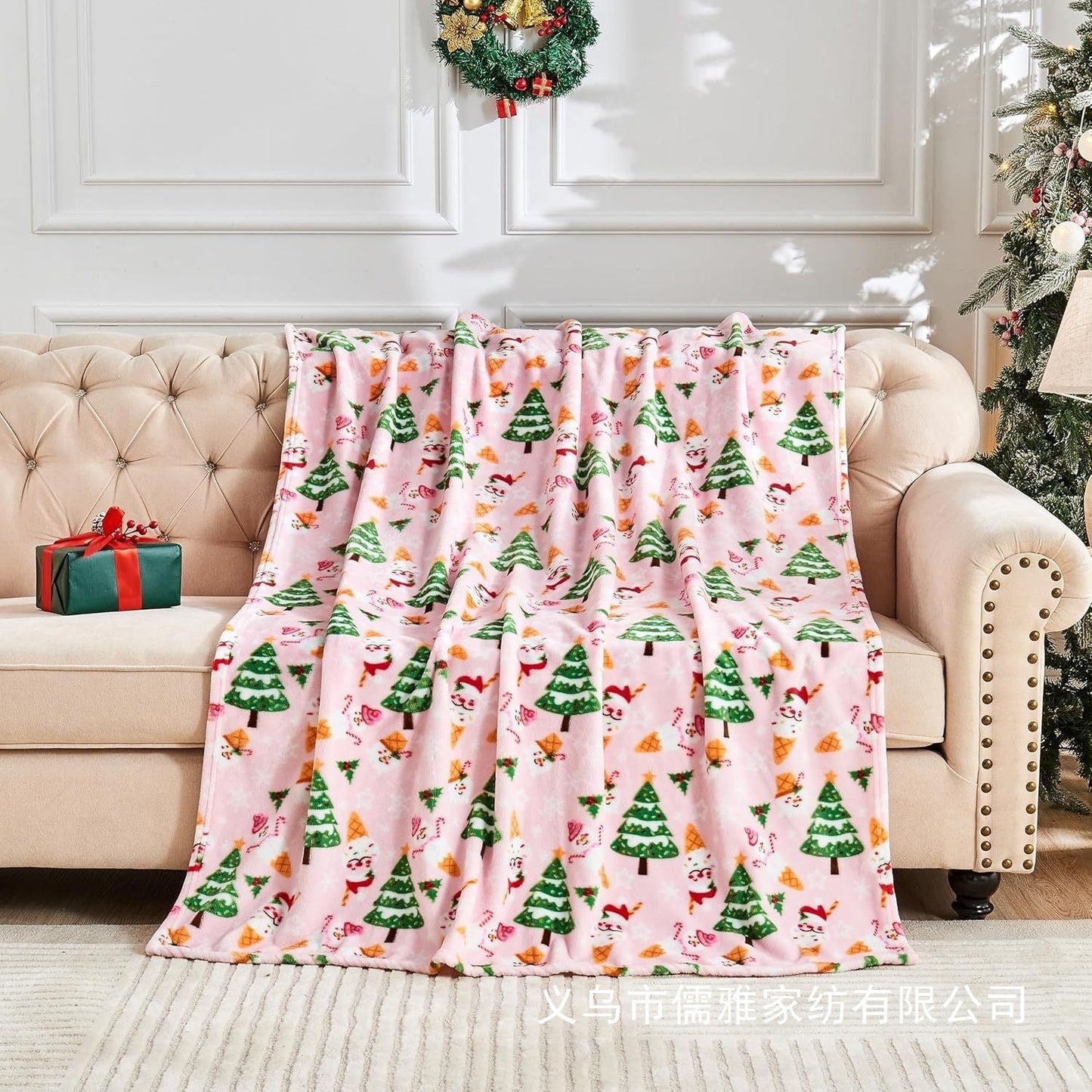 BowLift | Flannel Christmas Blanket Soft Pink Christmas Blanket