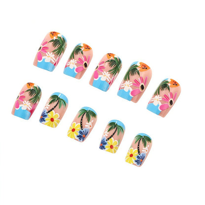 Artificial nails in tropical flower design Acalora