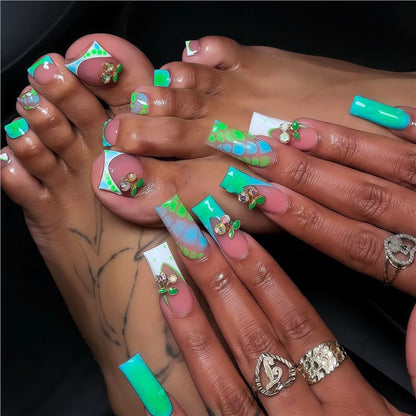 Artistic Floral Press-On Nail Art Acalora