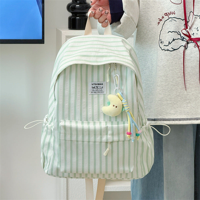 Striped Casual Backpack Bowlift