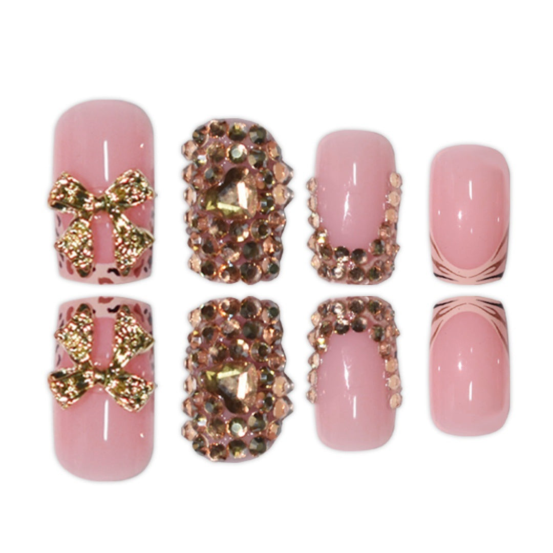 Artistic Rhinestone-Embedded Press-On Nails Acalora