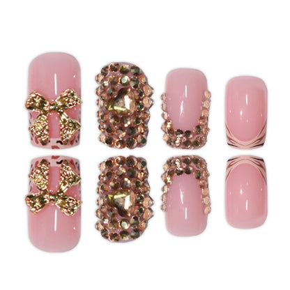 Artistic Rhinestone-Embedded Press-On Nails Acalora