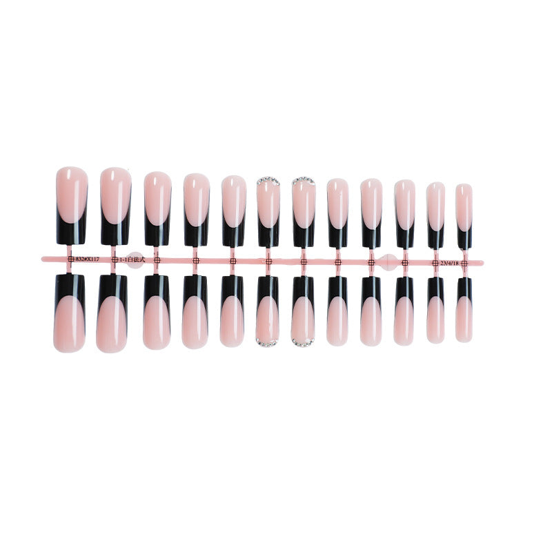 Glossy Press-On Nail Set with Stylish French Tip Design Acalora