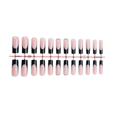 Glossy Press-On Nail Set with Stylish French Tip Design Acalora