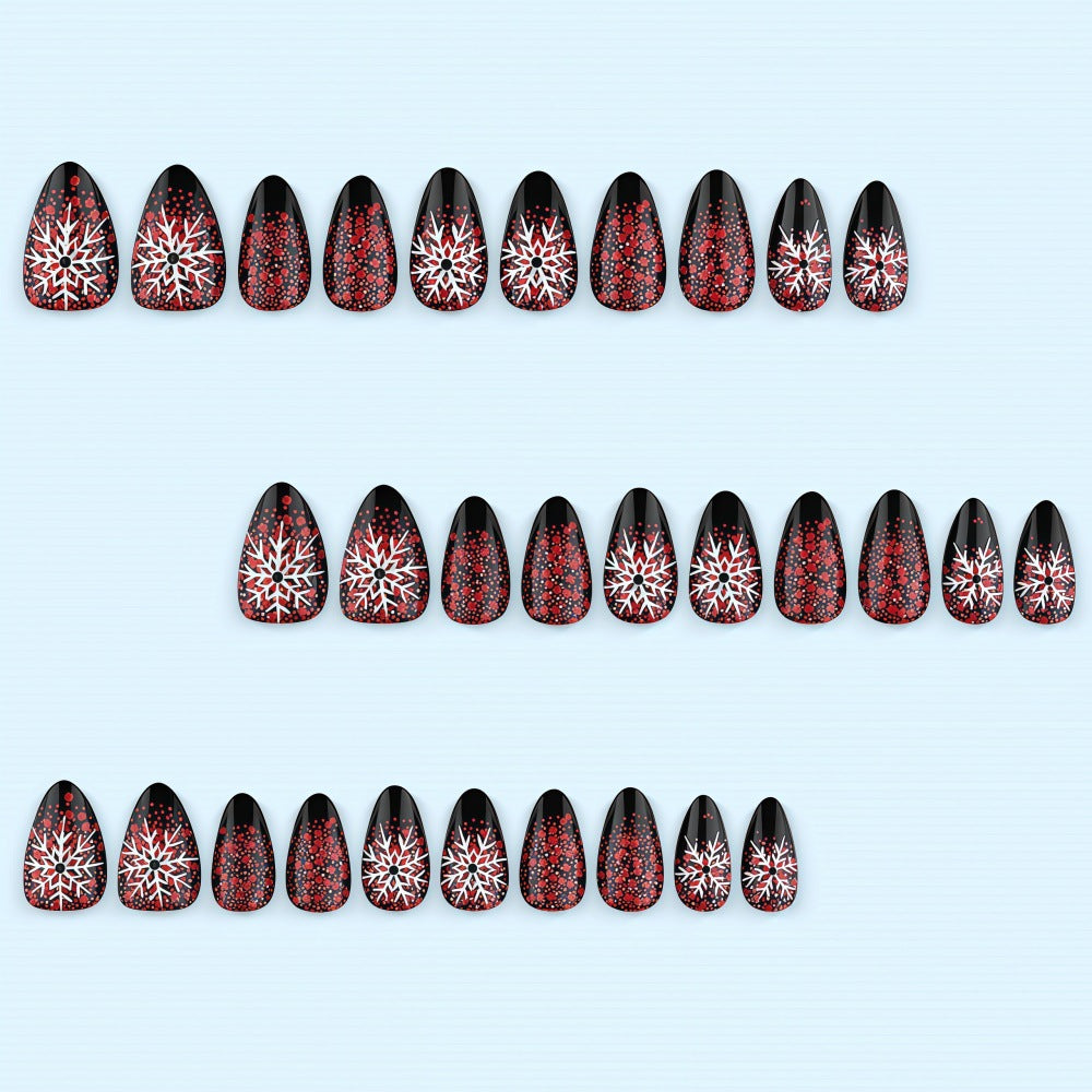 Artificial Winter Nails with Snowflake Pattern Acalora