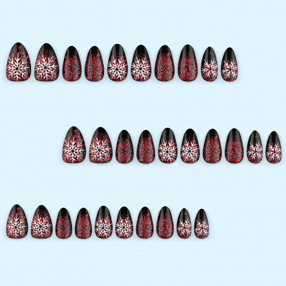 Artificial Winter Nails with Snowflake Pattern Acalora