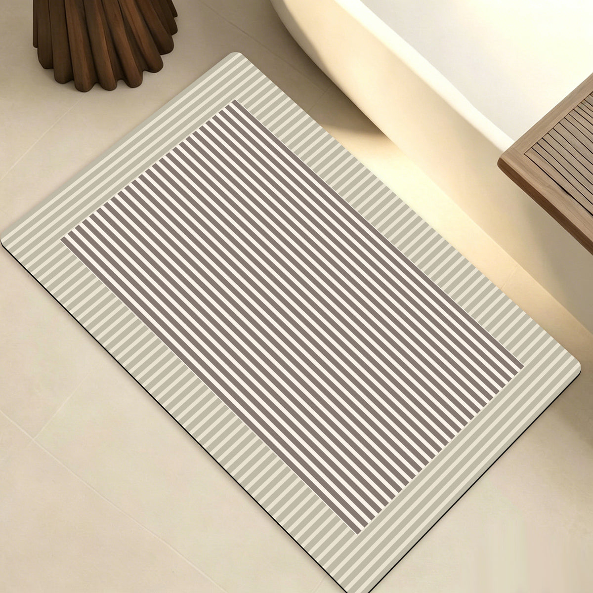 Plush Geometric Bath Mat Acalora