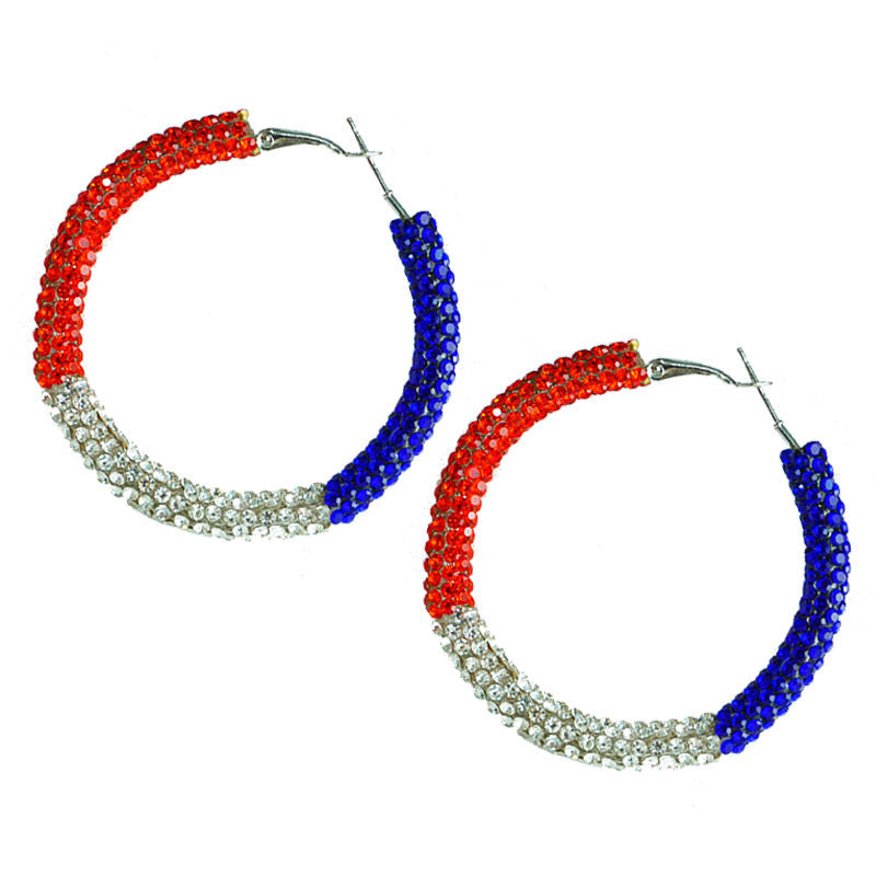 Women's large hoop earrings with rhinestone embellishment and rhodium-plated setting Bowlift