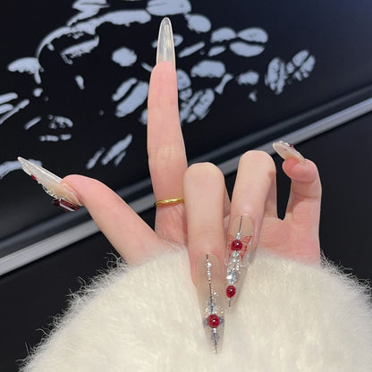 Artistic Floral Embellished Press-On Nail Set Acalora