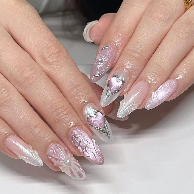 Decorative Press-On Nail Art Set with Floral Accents Acalora