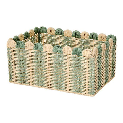Decorative Woven Storage Basket with Scalloped Edges Acalora
