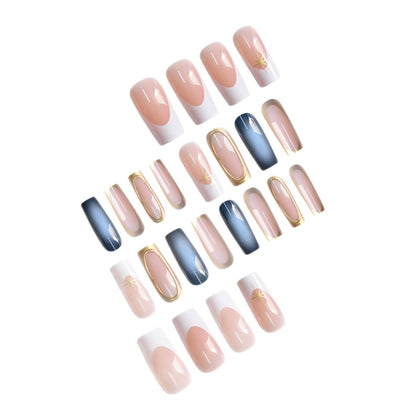 Elegant Ombre Press-On Nail Set with Gold Accents Acalora