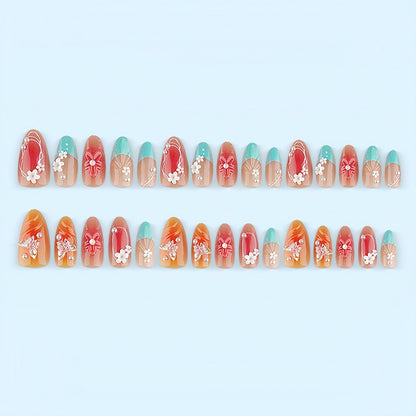 Artificial nail set with floral accents and glittering 3D applications Acalora
