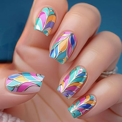 Artistic Colorful Leaf Design Nail Art Acalora