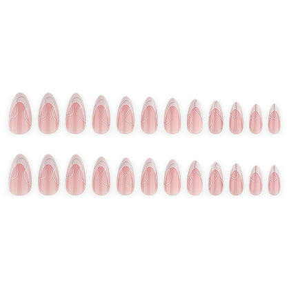Artificial nails with elegant French design and curved accents Acalora