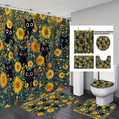 Digital Floral Theme Bathroom Décor Set