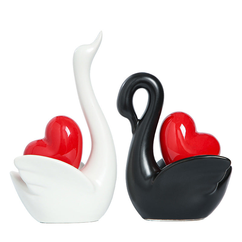 Elegant and romantic swans decorative figure Acalora