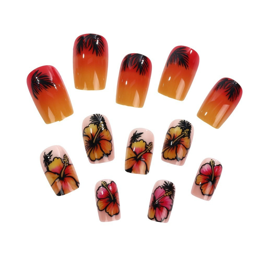 Tropical design artificial nails Acalora