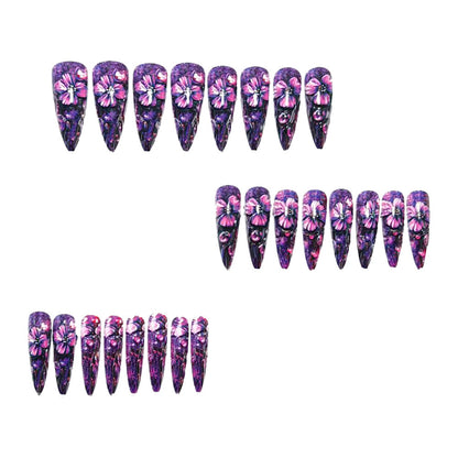 Artificial nails with luxurious floral design and glitter effects Acalora