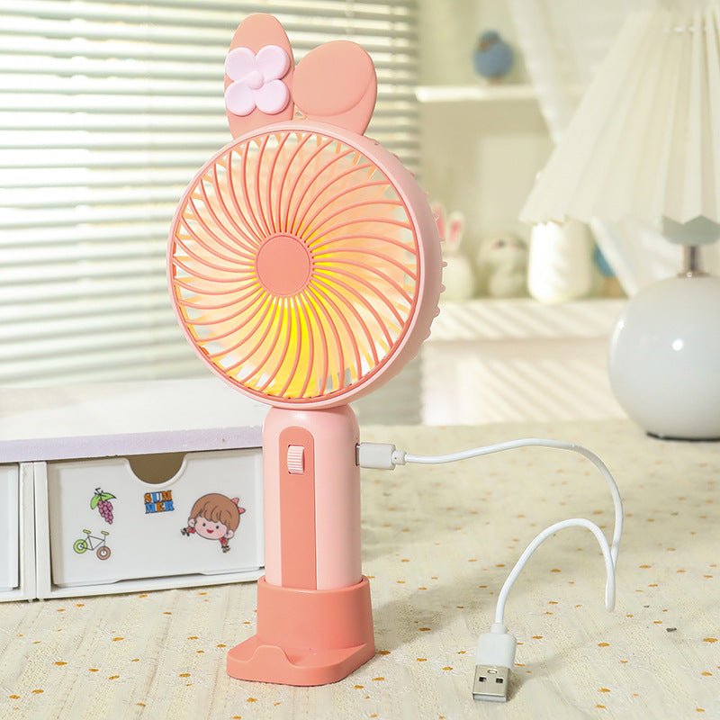 Women's Portable Handheld Fan with USB Charging Function and LED Lighting Karnz