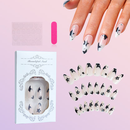 Artistic Press-On Nail Set with Star Design Acalora