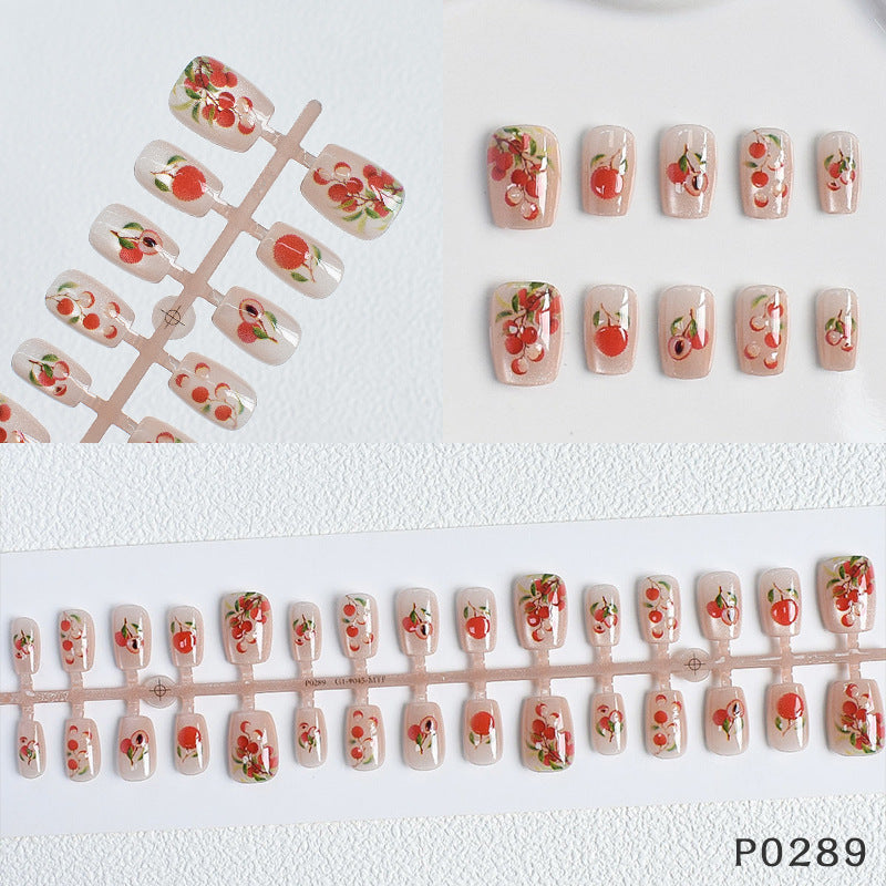 Strawberry Decorated Press-On Nails Acalora