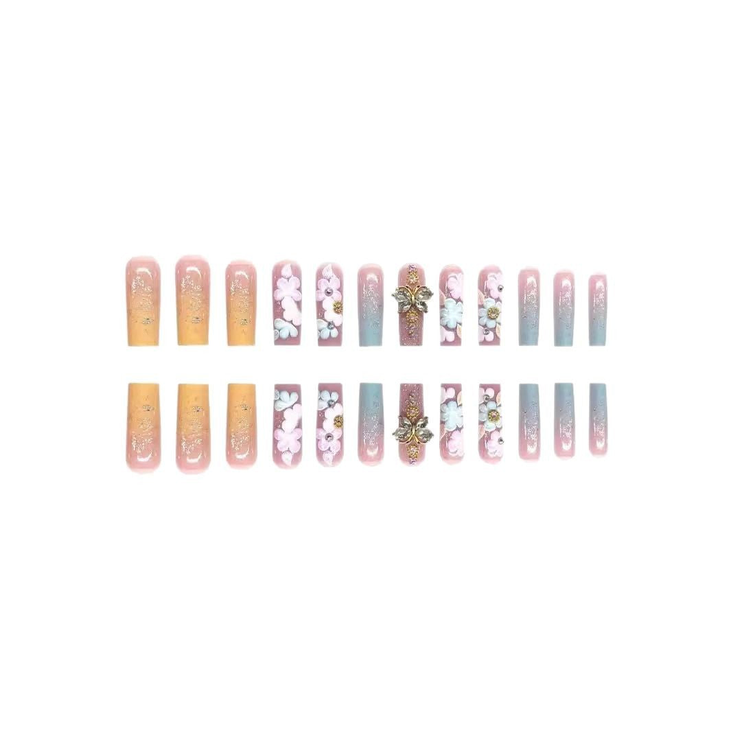 Floral 3D Press-On Nail and Toe Set Acalora
