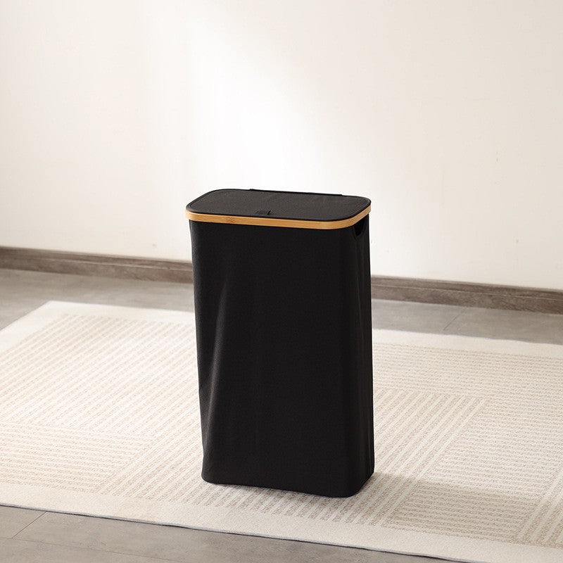 Elegant waste bin with bamboo lid Acalora
