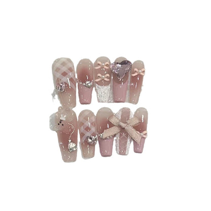 Decorative Press-On Nail Set with Charming Accents Acalora