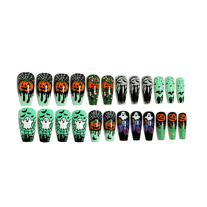 Artificial nail set with spooky Halloween designs Acalora