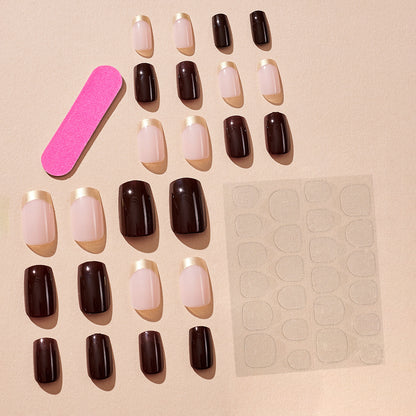 Elegant Press-On Nail Kit with Gold Tip Accents Acalora